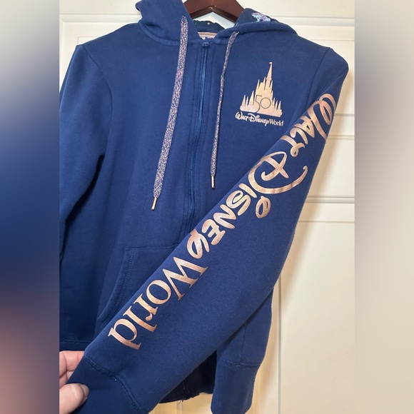 Disney World 50th Anniversary‎ Collection Hoodie Womens Medium Blue Zip Castle. - Picture 2 of 9